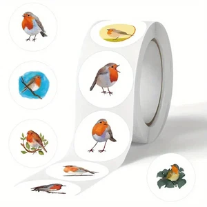 Robin Bird Stickers Round Vinyl Decals Scrapbook Journal Envelope Craft Labels - Picture 1 of 2