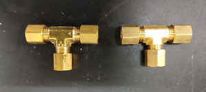 (Qty of 2) Eaton 64X3 Brass 3/16" Compression Union Tee Fitting