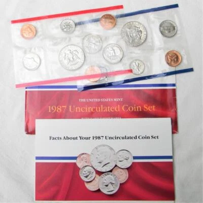 USA 1987-P and D mint set; sealed Uncirculated in original packaging w papers - Image 1 of 4