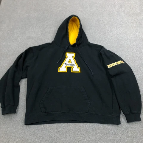 App State Mountaineers Hoodie Men XXL 2XL Black Pullover Hooded Sweatshirt Adult Cover