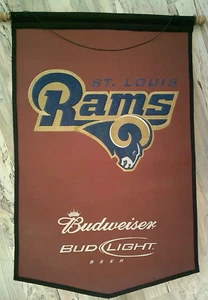ST LOUIS RAMS OFFICIAL NFL BANNER BUDWEISER /BUD LITE 23 BY 35 INCHES - Picture 1 of 3