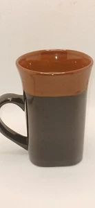 Royal Norfolk Black Square Coffee/Latte Mug with Brown Rim 5" 14oz Excellent - Picture 1 of 5