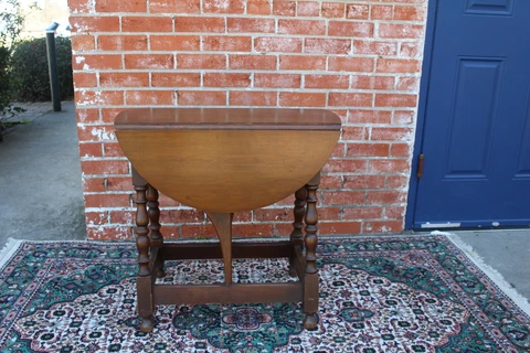 English Antique Oak Small Drop Leaf Table | Living Room Furniture Cover