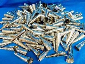 JINGLE CONES, NATIVE TRIBAL CRAFTS, POW WOW, REGALIA, 2.5", TIN: SILVER OR GOLD - Picture 1 of 40