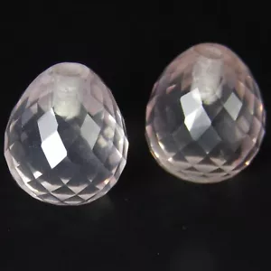 17.64Cts Natural Rose Quartz 11.5x10.5mm Briolette Matching Pair Loose Gemstones - Picture 1 of 4