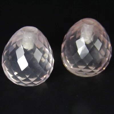 17.64Cts Natural Rose Quartz 11.5x10.5mm Briolette Matching Pair Loose Gemstones - Image 1 of 4