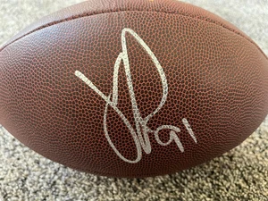 *JUSTIN TUCK*SIGNED*AUTOGRAPHED*FOOTBALL*NEW YORK*GIANTS*OAKLAND*RAIDERS*NFL*COA - Picture 1 of 4