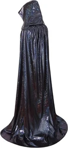 GRAJTCIN Halloween Shiny Hooded Cape Full Length Cloak Adult Mardi Gras - Picture 1 of 7
