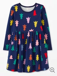 Hanna Andersson Long Sleeve Playground Dress Pockets Festive Forest NEW 110 - 5 - Picture 1 of 6