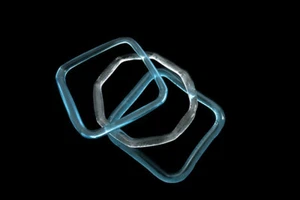 FUNKY RETRO MOD BANGLES~3 GEOMETRIC GLASS BANGLE BRACELETS- - Picture 1 of 6