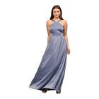 Lulus Womens Large Ode to Romance Slate Blue Pleated Sleeveless Maxi Dress