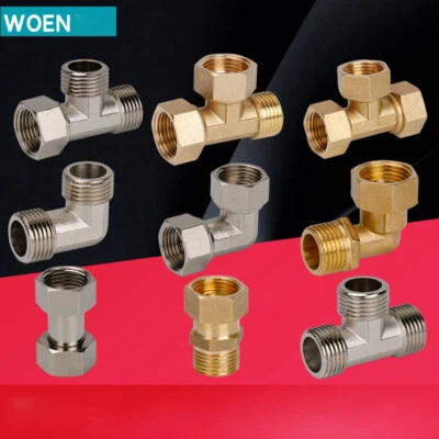 1/2'' Brass 3 Way BSP T-Shape Equal Thread Tee Connector Pipe Fittings Adapters - Image 1 of 4