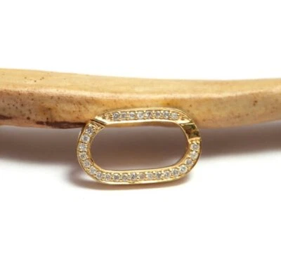 Colgante mosquetón diamante broches langosta forma ovalada oro macizo 14K Navidad. Foto 1 de 4