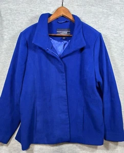 Lands End Womens Pea Coat Royal Blue Fully Lined Jacket Size 18 - Picture 1 of 7