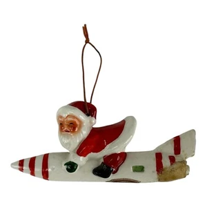 Vintage Atomic Santa Claus On Rocket Ship Figurine Ornament Shafford Japan RARE! - Picture 1 of 10