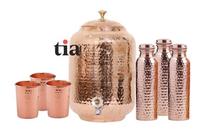 Hammered Design Joint Free Water Pot/Dispenser/Container/Matka/Tank with STand - Picture 1 of 12