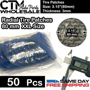 50x 3.15"(80mm) Diameter XXL Round Radial Tire Patches Quality Universal Repair - Picture 1 of 2