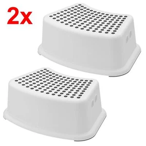 2 Plastic Step Stool NonSlip Grip Kids Child Booster Toilet Potty Training Grey - Picture 1 of 6