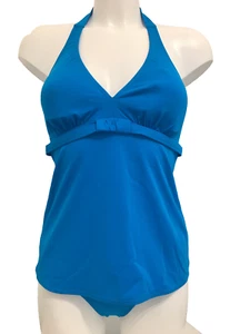 Tankini blu turchese set 12 tazze triangolari imbottite in schiuma collo alto top e slip - Foto 1 di 9