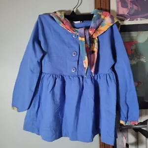 Girl's Vintage Dress NWT Long Sleeve Veggies Print Tie Collar MINIWAVES Size 4 - Picture 1 of 11