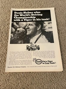Vintage 1967 DENIS HULME INDY GRAND PRIX RACING ESSO OIL PRINT AD 1960s - Picture 1 of 1