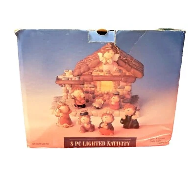 Belén Vintage Iluminado 8 Piezas Cerámica y Resina Navidad ¡con Caja Original! Foto 1 de 4