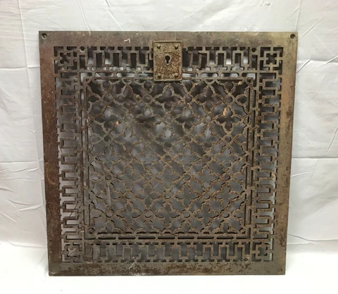 Antique 24" SQ Cold Air Return Heat Cast Grate Decorative Floor Vent Old 811-23B Cover