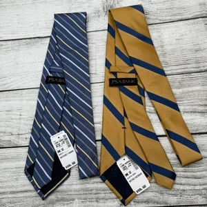 New Jos A Bank Repp Tie Lot Blue/Gold Stripes Silk  58”x3.5” Classic Necktie NWT - Picture 1 of 10
