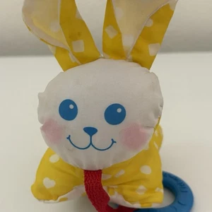 Fisher Price Hase Plüsch 1345 Rassel Beißring Haustiere gelb quadratisch Stofftier 90er - Bild 1 von 8