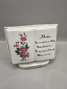 Jarrón de porcelana vintage MEMORIUM JAPONÉS LIBRO ABIERTO (Madre) 4" - Imagen 1 de 5