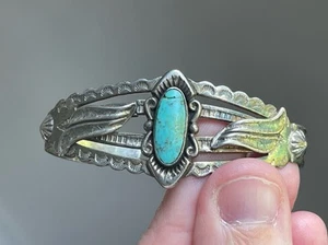 Vintage Bell Trading Post Fred Harvey Sterling Turquoise Handmade Bracelet *read - Picture 1 of 11