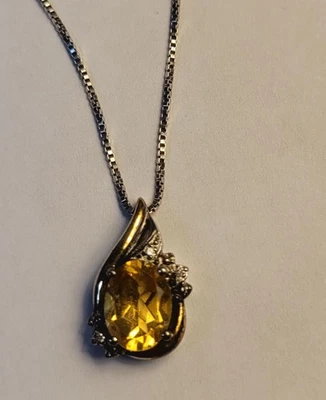 ALWAND VAHAN Diamond CITRINE 10K Gold & Sterling Silver Pendant Necklace - Image 1 of 4