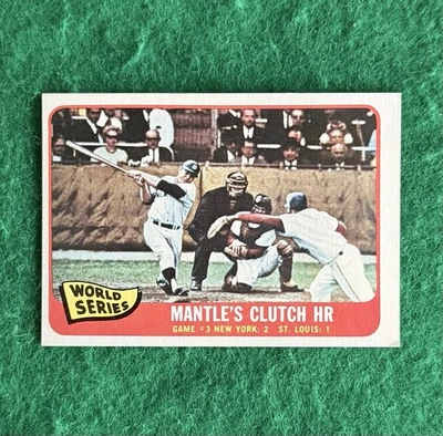 1965 Topps #134 World Series Game 3 Mickey Mantle Clutch HR New York Yankees HOF - Image 1 of 4