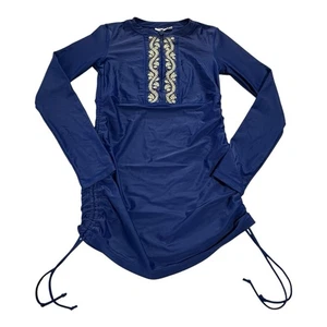 Cabana Life Long Sleeve Swim Dress Girls S Blue Cinch Side Adjustable Length - Picture 1 of 10