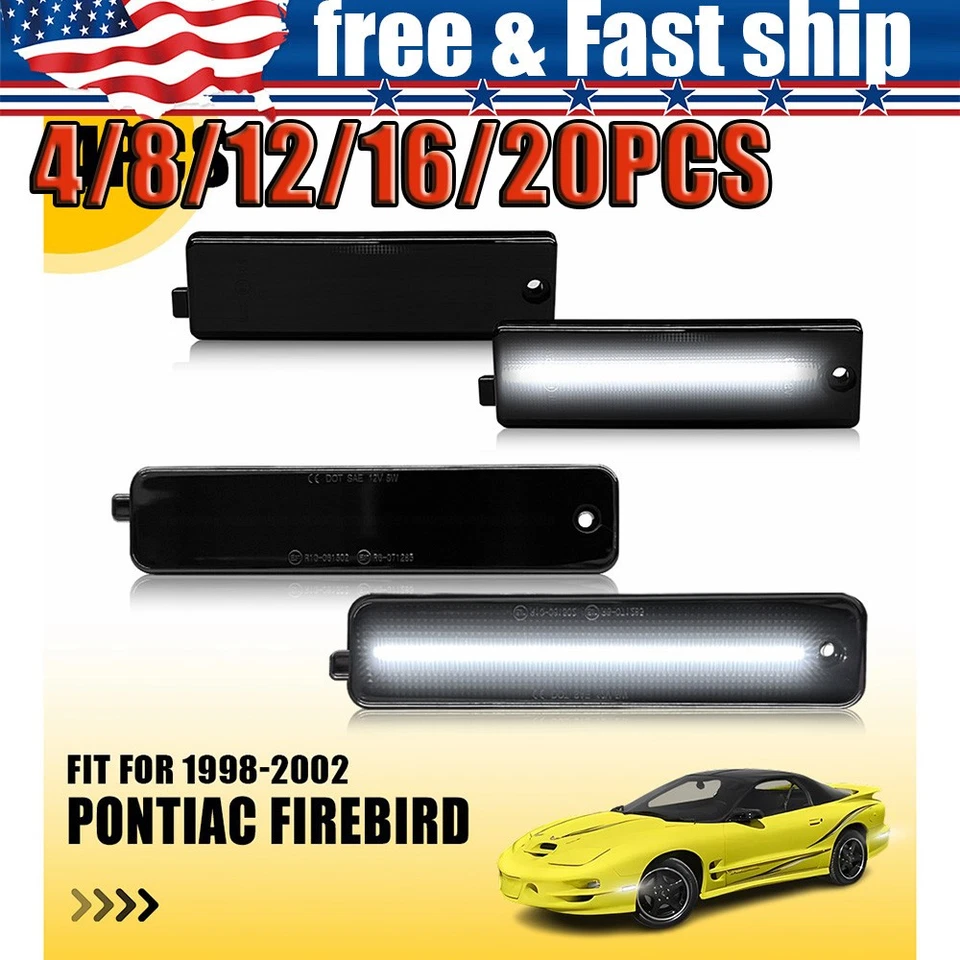 PARA PONTIAC FIREBIRD 1998-2002 LED LUCES MARCADORAS LATERALES AHUMADAS LUZ Blanco 4-20x Foto 1 de 4