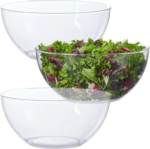 Vista 10" Clear Plastic Serving Bowls – Set of 3 Reusable BPA-Free 135oz USA - Picture 1 of 11