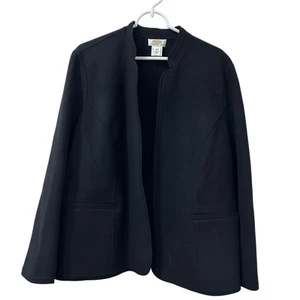 Talbots Vtg Womens Sz 20W Petite Black 100% Wool Blazer Jacket Quiet Luxury - Picture 1 of 5