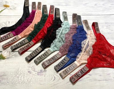 Victoria's Secret Shine Strap Thong Bling Very Sexy Panty Rhinestone All Sizes - Image 1 of 3