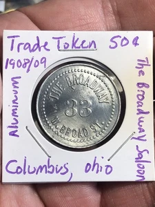 Trade Token For 50 Cents - The Broadway Saloon - Columbus, Ohio - Picture 1 of 9