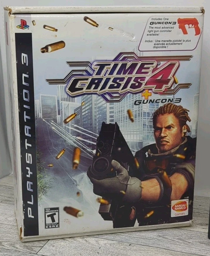 Time Crisis 4 & Gun PlayStation 3 PS3 system Guncon3 W/Box Bundle Missing Sensor - Image 1 of 4