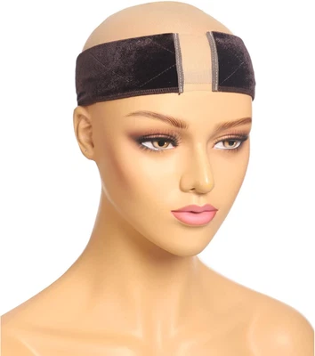 Nexyshe Non-Slip Elastic Wig Grip Headband Dark Brown Velvet Wig Band