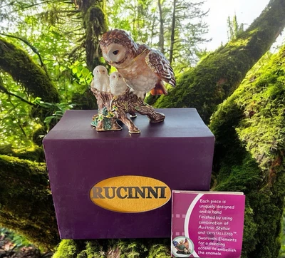 Rucinni Swarovski y Austria Cristales Stellux Búho Búho Baratija Joyero Esmalte Foto 1 de 4