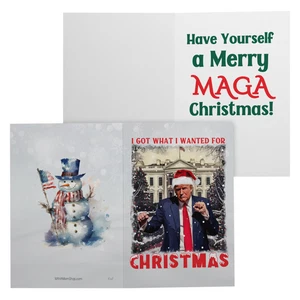 Trump Christmas Card | Santa Trump MAGA Christmas Greeting Card - Picture 1 of 10