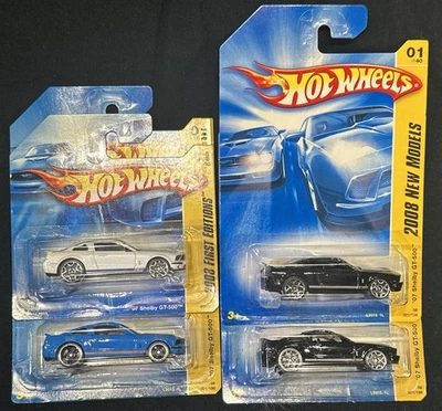 Hot Wheels 2008 New Models 07 SHELBY GT500 White Black Blue w/ Black Wheels - Image 1 of 4