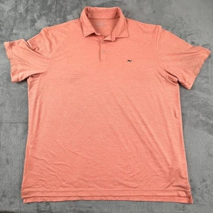 Vineyard Vines Polo Shirt Mens 2XL Coral Striped Performance Whale Logo Golf - Picture 1 of 9