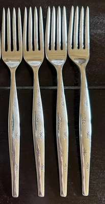 Gorham Sterling Silver Stardust Dinner Forks 4 Mid Century Modern - Image 1 of 4