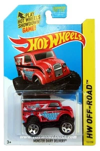 2014 Hot Wheels #122 HW Off-Road HW Daredevils Monster Dairy Consegna rosso - Foto 1 di 1