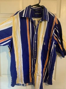 Camicia uomo vintage anni 90 nautica casual manica corta bottoni righe tg XL/TG - Foto 1 di 5