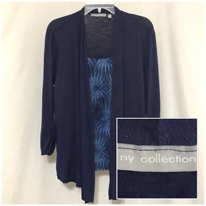 Camicia top blusa taglia M Medium NY COLLECTION donna manica 3/4 aperta davanti con fodera - Foto 1 di 10