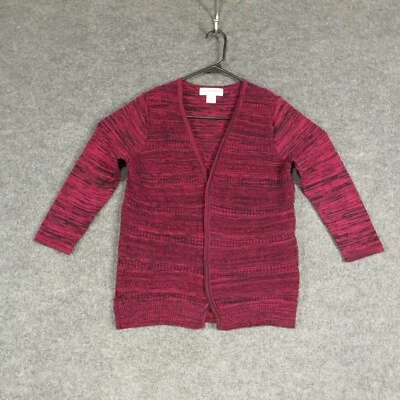 Cárdigan Sag Harbor para mujer pequeño pequeño púrpura manga larga tejido con cosido en la parte superior Foto 1 de 4